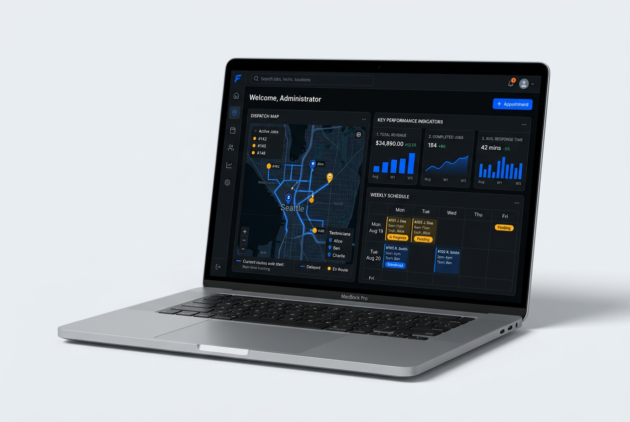 ServiceGuru Pro dispatch dashboard
